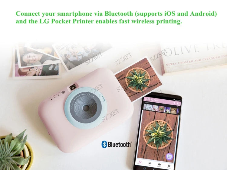 PC389 mobile phone Bluetooth pocket photo printer fun camera no ink household color photo camera