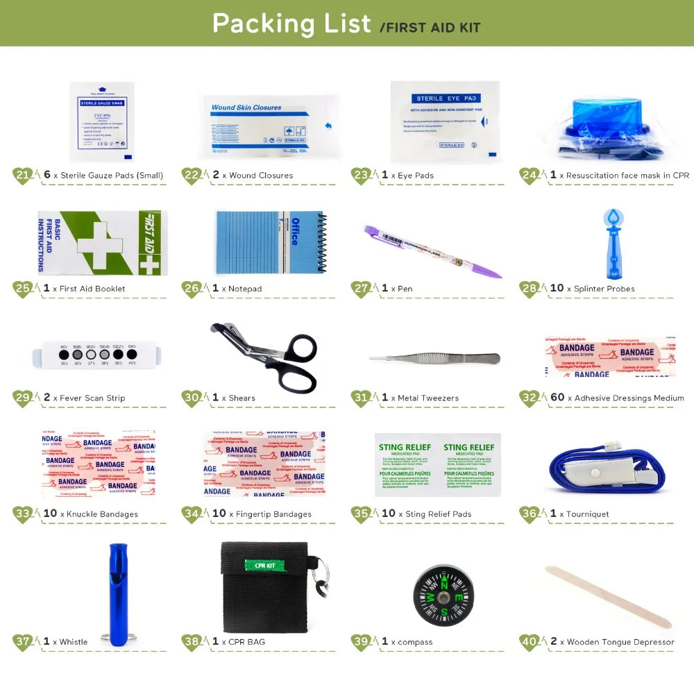 BearHoHoLarge Size Handy First Aid Kit Bag Emergency Kit Medical Rescue Bag for Workplace Home Outdoor Car Travel Hiking Camping