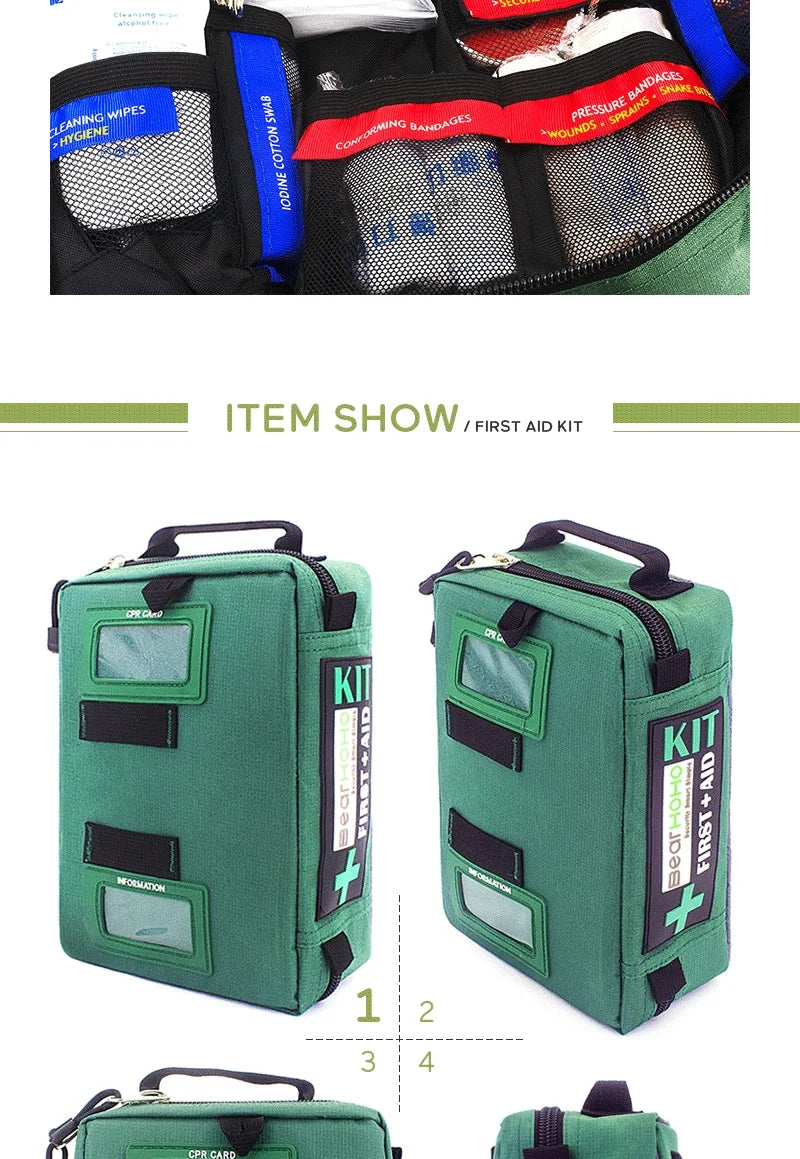 BearHoHoLarge Size Handy First Aid Kit Bag Emergency Kit Medical Rescue Bag for Workplace Home Outdoor Car Travel Hiking Camping