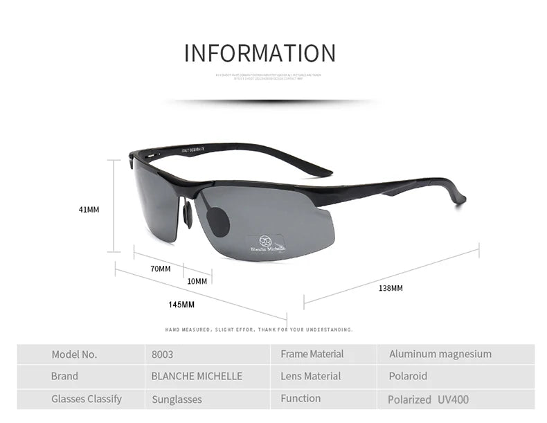 2024 Aluminum Magnesium Men Sunglasses Polarized Sports Driving Night Vision Goggles Sunglass Fishing UV400 Rimless Sun Glasses