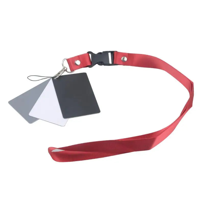 3in1 Pocket-Size Digital White Black Grey Balance Cards Camera Accessory 18% Gray Card with Neck Strap for Digital Photography