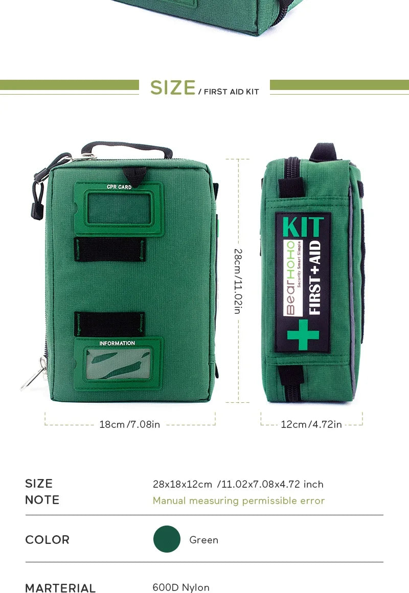 BearHoHoLarge Size Handy First Aid Kit Bag Emergency Kit Medical Rescue Bag for Workplace Home Outdoor Car Travel Hiking Camping