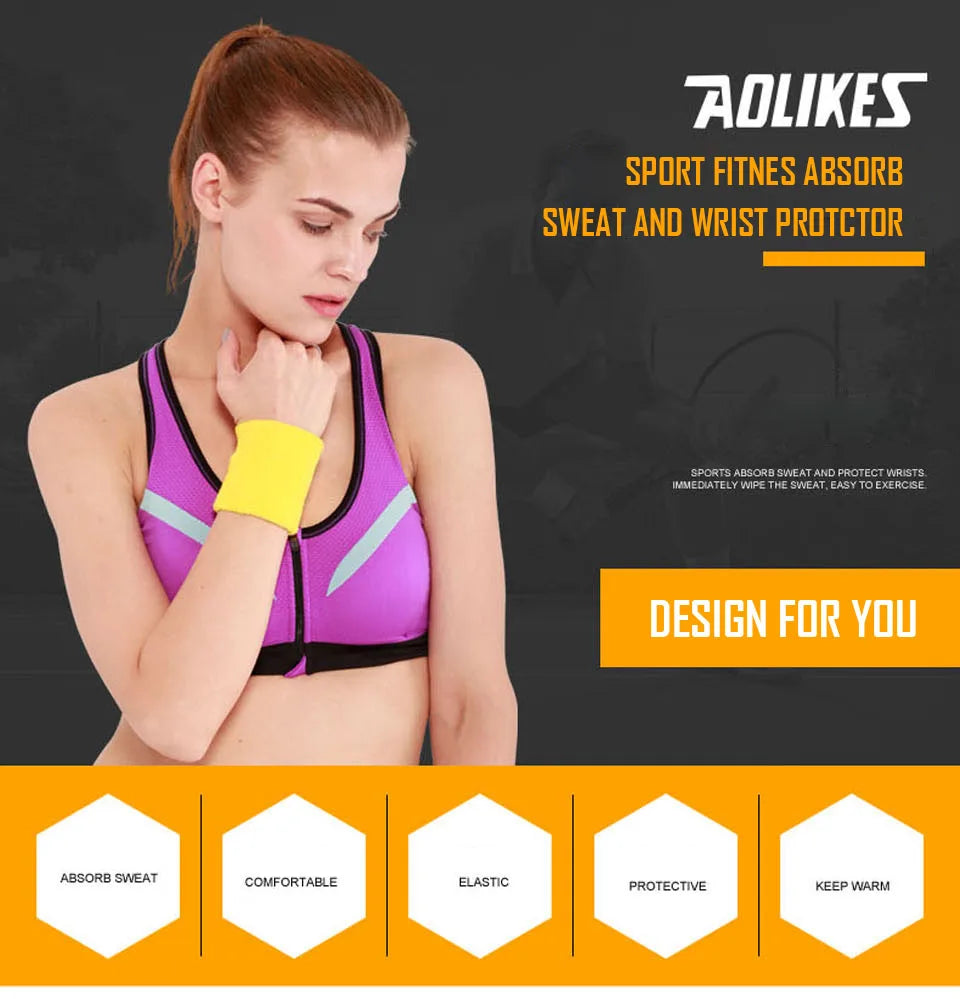AOLIKES 1PCS Wrist Brace Support Wrap Tennis Wristband Sport Sweatband for Gym Basketball Volleyball Hand Sweat Band Polsband