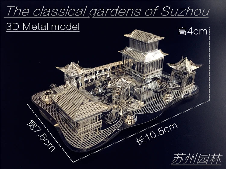3D Metal Puzzle Chinese classical Gardens of Suzhou Building Diy 3D Model Kits Laser Cut Assemble Jigsaw Toys