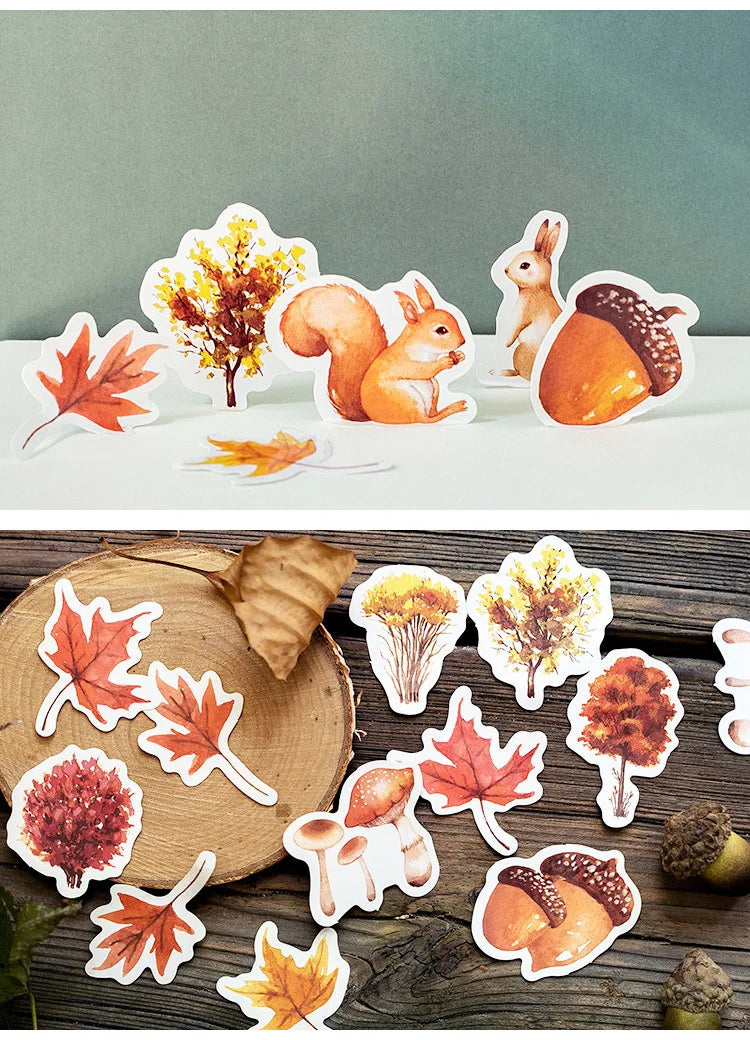 Autumn forest animals Decoration Adhesive Stickers Diy Cartoon Stickers Diary Sticker Scrapbook Kawaii Stationery Stickers