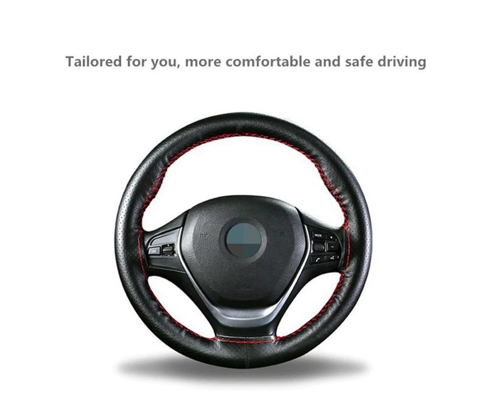 38cm Steering Wheel Covers soft Artificia Leather braid on the steering-wheel of Car With Needle and Thread Interior accessories