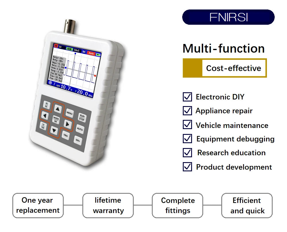 FNIRSI DSO PRO Mini Digital Oscilloscope 5MHz Analog Bandwidth 20MSps Sampling Rate Support Waveform Storage Viewing