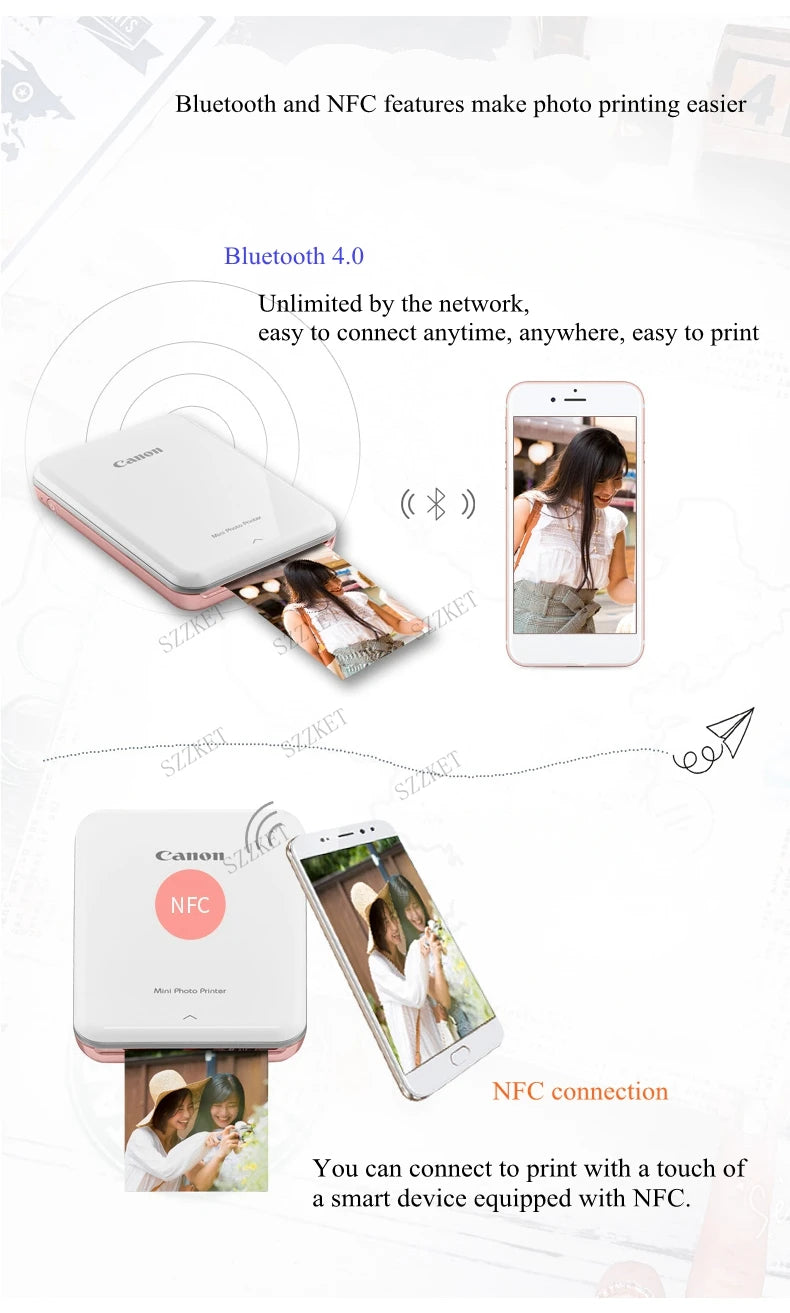 PV123 pocket phone photo printer inkless portable Bluetooth color photo printer gift best choice for Canon PV-123