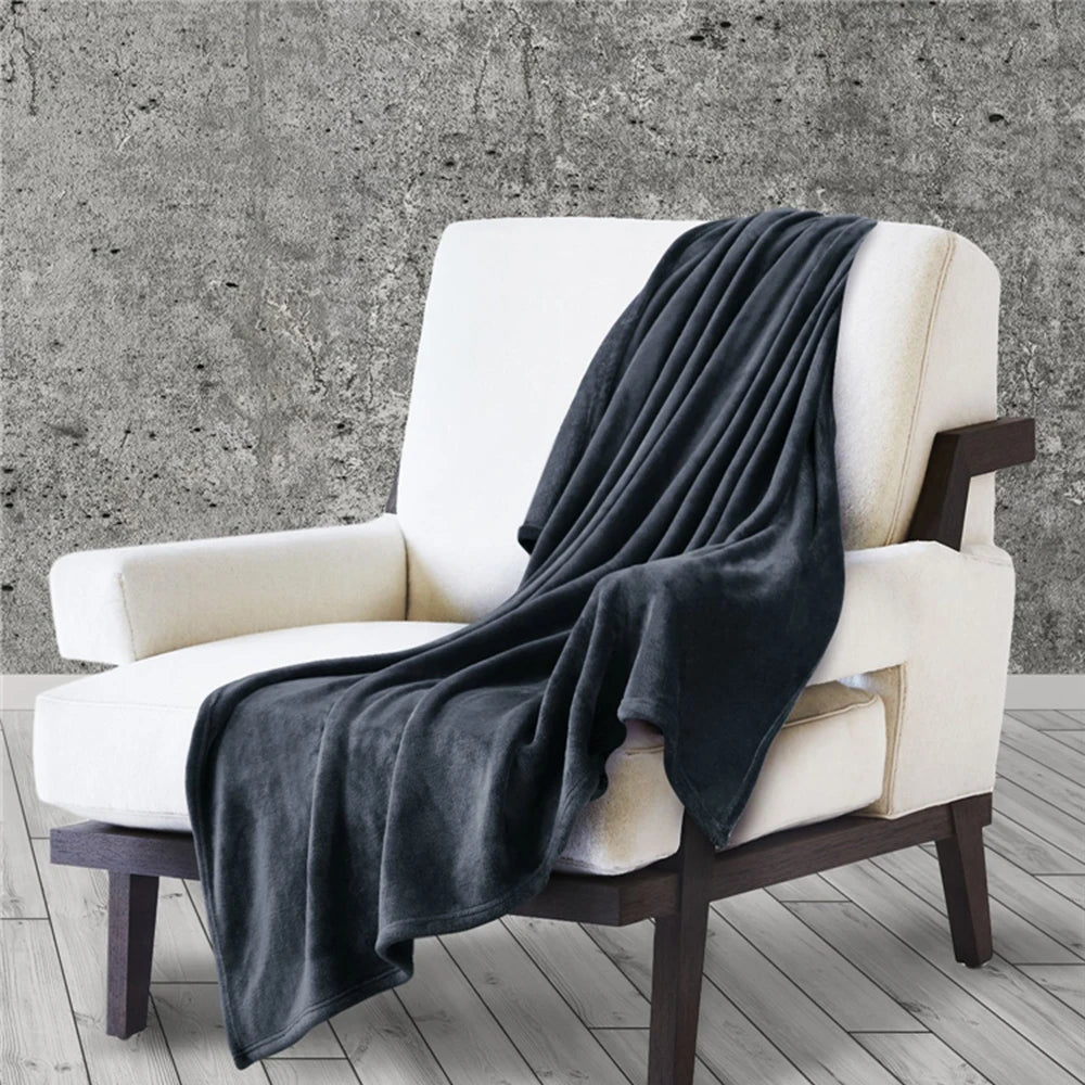 Spring Winter Winter Flannel Blanket Fluffy Warm Soft Sofa Cover Bedspread Solid Blue Black Coral Fleece Plush Blankets For Beds