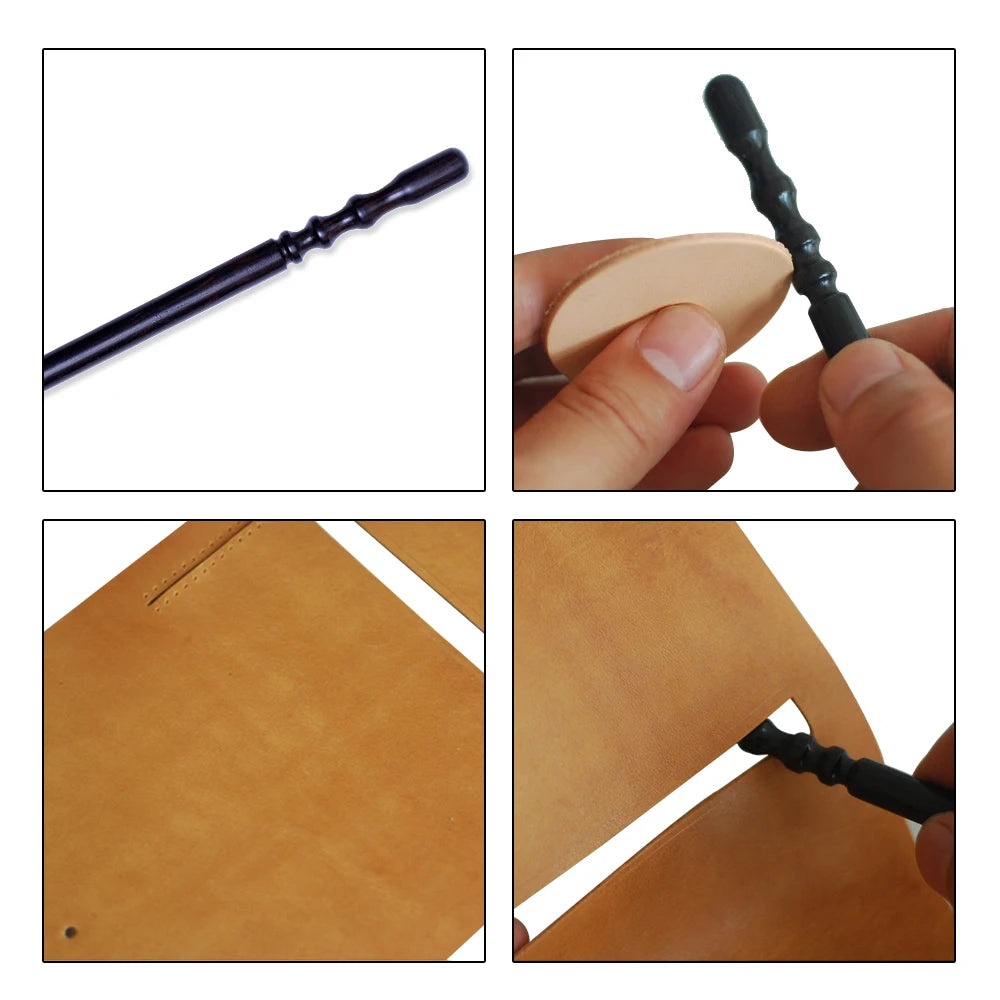 LMDZ Leather Edge Burnisher Black Wood Edge Slicker Leather Craft Tool Leather Polished Grinding Tools