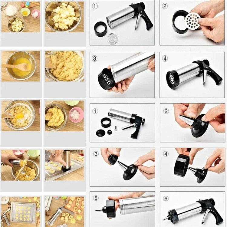 Cookie Press Kit Biscuits Maker Gun Sets With 13 Cookie Press Molds & 8 Pastry Piping Nozzles Cake Decorator Sets KC0225