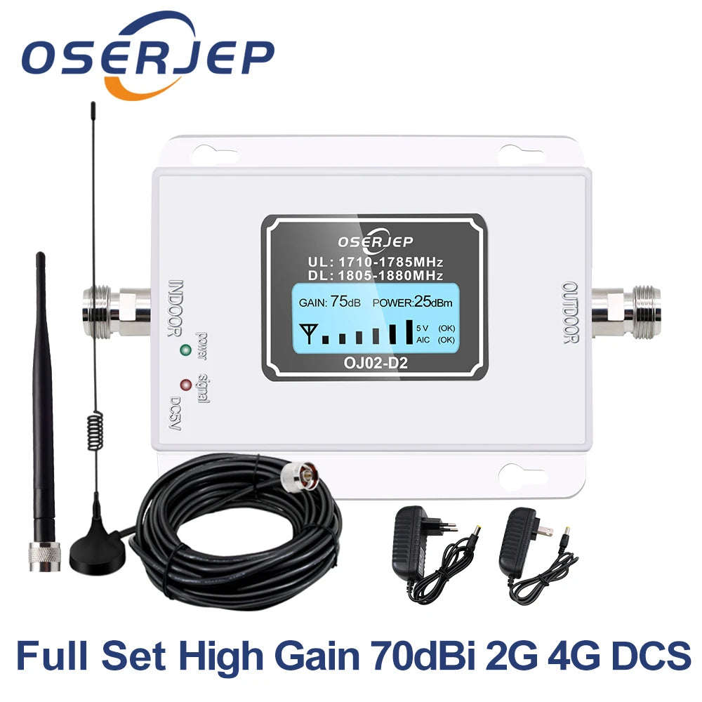 Fullset 850/900/1800/2100MHZ Booster GSM 1800 2g 4g LTE Cell Phone Signal Repeater Booster Mobile Phone Signal Amplifier