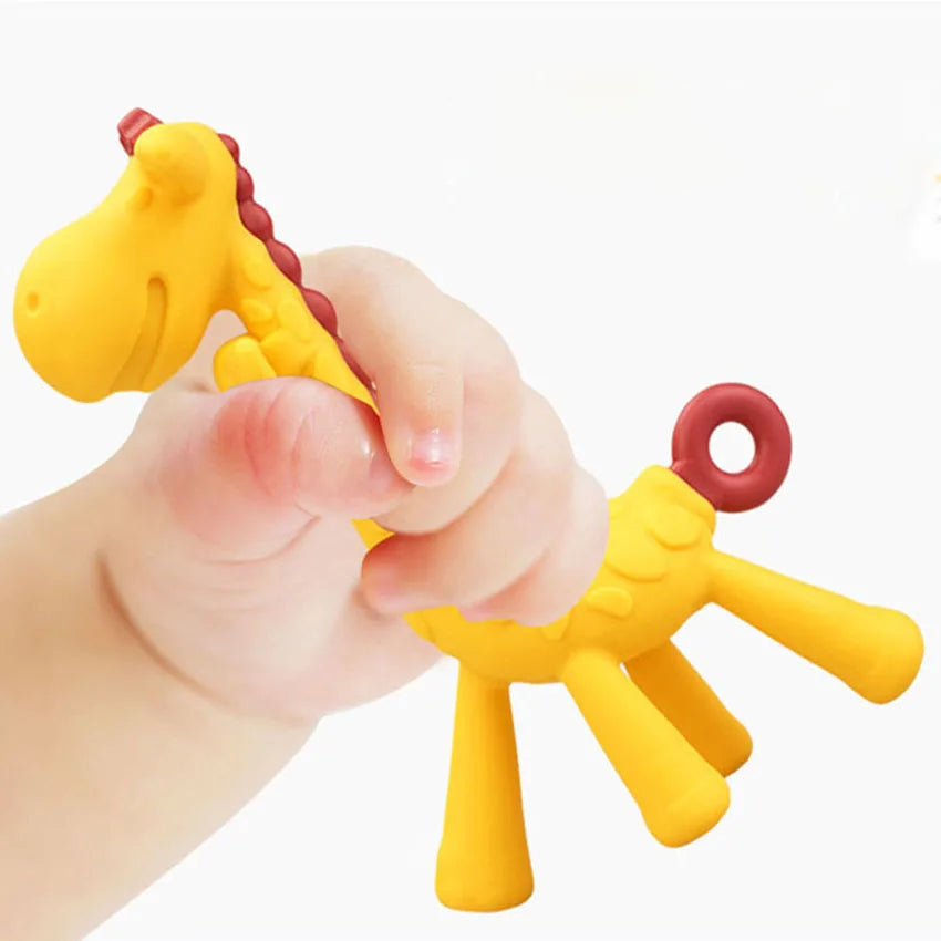 Dr.isla 1 pcs Silicone Teethers Giraffe Cartoon Baby Ring Teether BPA Free Silicone Chew Charms Baby Teething Teeth Gift Toys