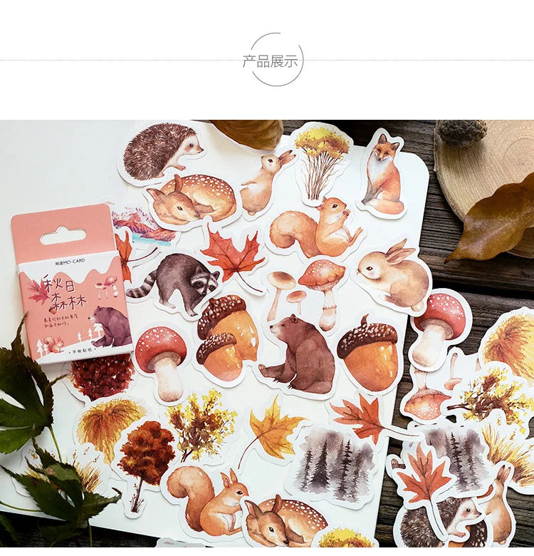 Autumn forest animals Decoration Adhesive Stickers Diy Cartoon Stickers Diary Sticker Scrapbook Kawaii Stationery Stickers