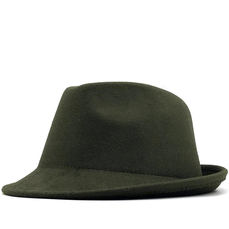 Simple white Wool felt Hat Cowboy Jazz Cap Trend Trilby Fedoras hat Panama cap chapeau band for Men Women 56-58CM