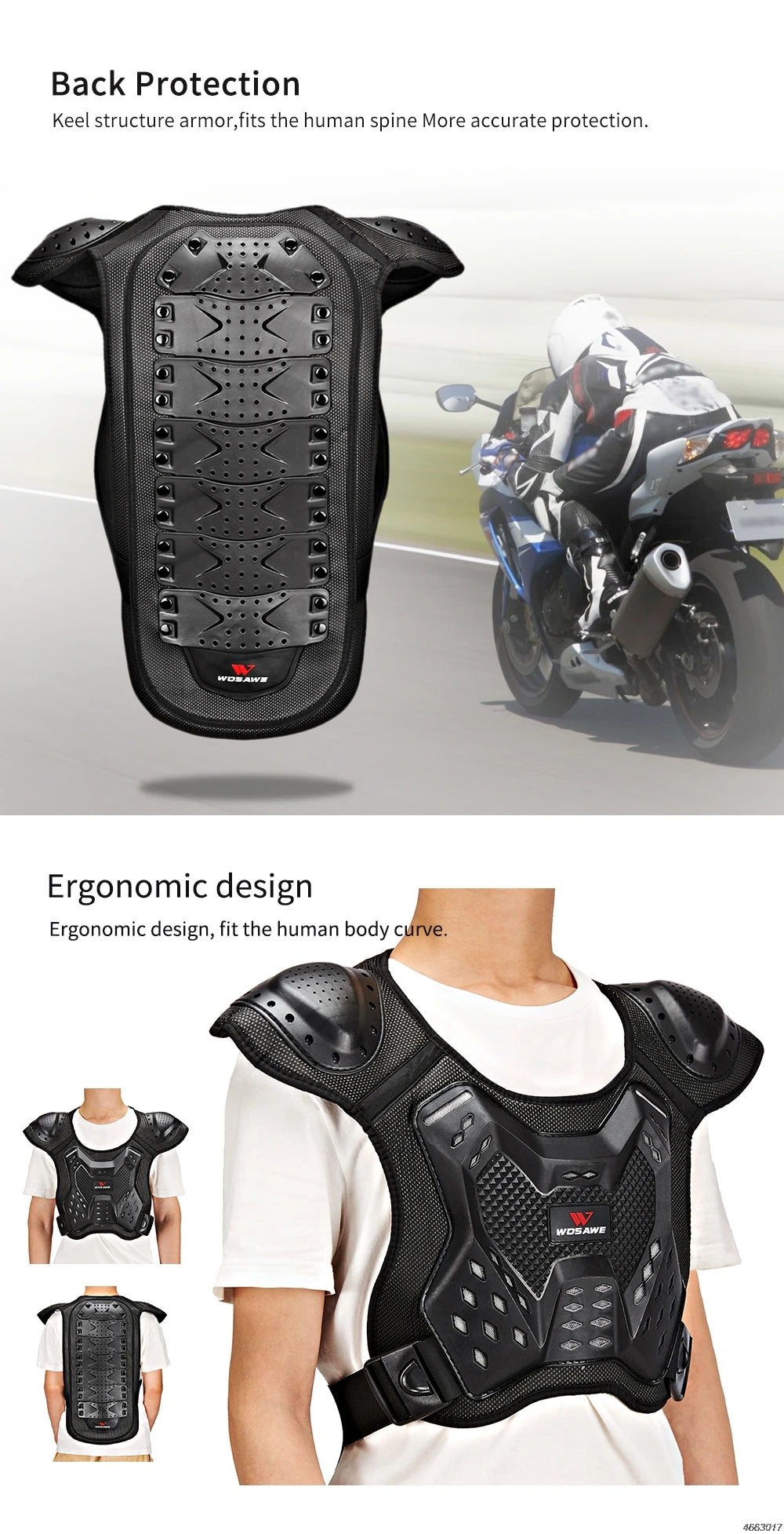 Motorcycle Jacket Adult Chest Back Protector Moto Body Armor Guard Racing Body Protector Armor Jacket Motocross Protective Gear