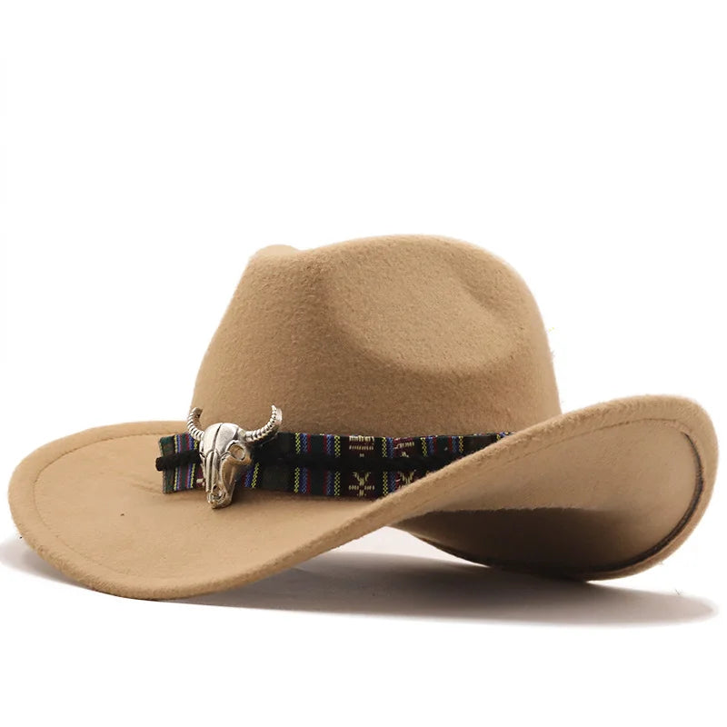 Simple White Women's Men's Western Cowboy Hat For Gentleman Lady Jazz Cowgirl With Leather Cloche Church Sombrero Caps