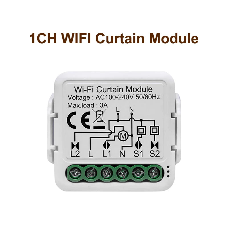 GIRIER Tuya Smart Wifi Curtain Module Blind Switch for Roller Shutter Electric Motor 1/2 Gang Compatible with Alexa Google Home