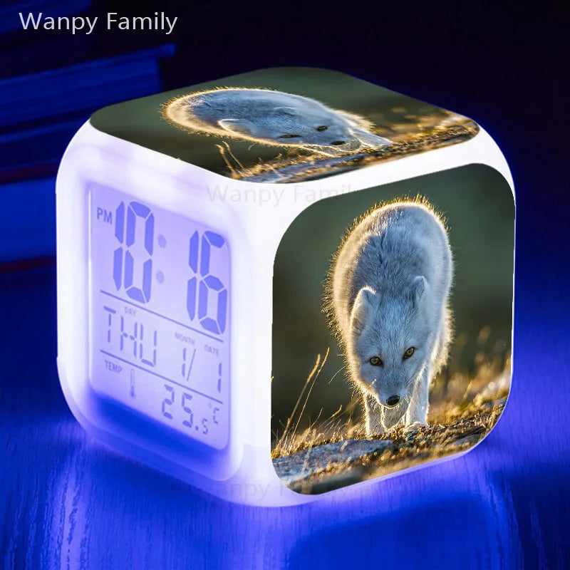Fox Alarm Clock 7 Color Glowing LED Digital Alarm Clock Multifunction Night Light Electronic Watches Clock Kids Birthday Gifts