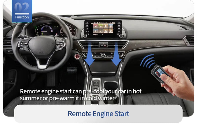 2 Way Car Alarm LCD Display Remote Start Push Button Shock Sensor Microwave Detection Warning Universal System With Siren