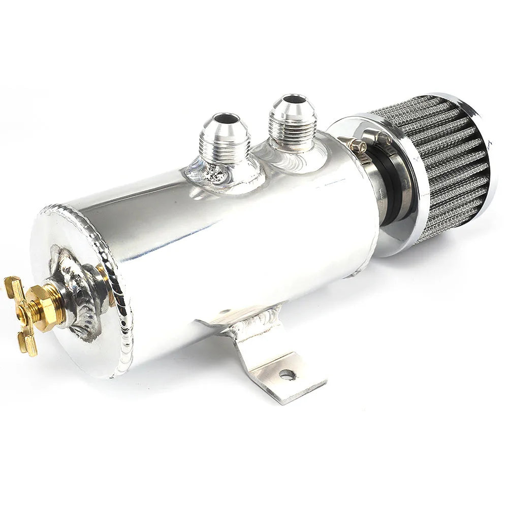 750ml Aluminum AN10 Oil Catch Can Exhaust Reservoir Tank with Breather Filter Baffled Kit Fuel Tank OCC-1011