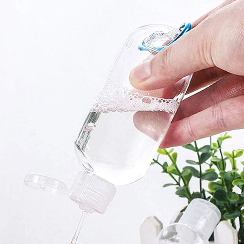 5Pcs Empty Hand Sanitizer Travel Bottle 30ml 50ml Size Holder Hook Keychain Carriers Flip Cap Reusable Portable Empty Bottles