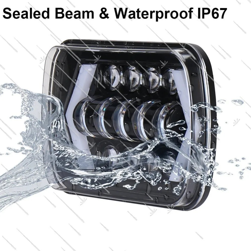 7x6" 5X7" Waterproof LED Projector Headlight Hi-Lo Beam DRL For Jeep Cherokee XJ car accessries