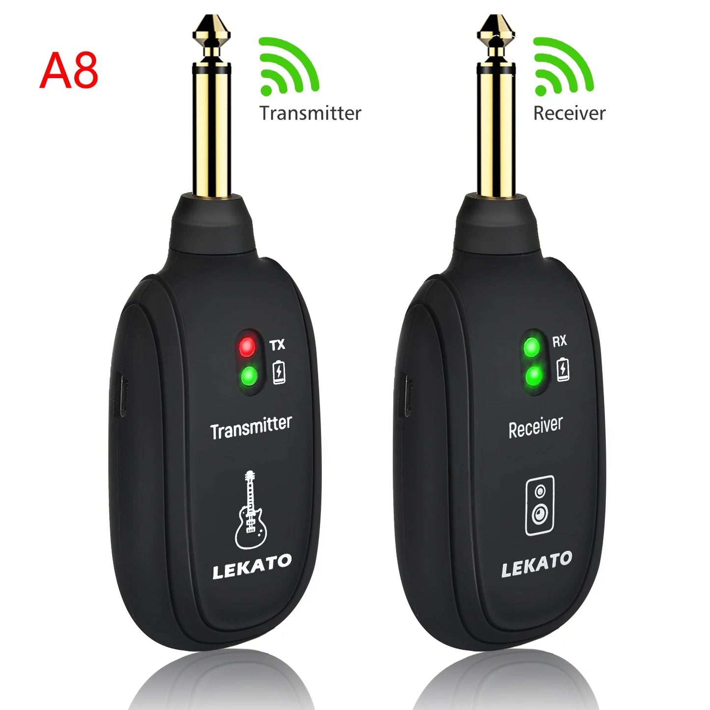 LEKATO Transmitter Receiver WS-70 Wireless Guitar System Built-In Rechargeable Audio Guitar Wireless System 70 Channels 40M