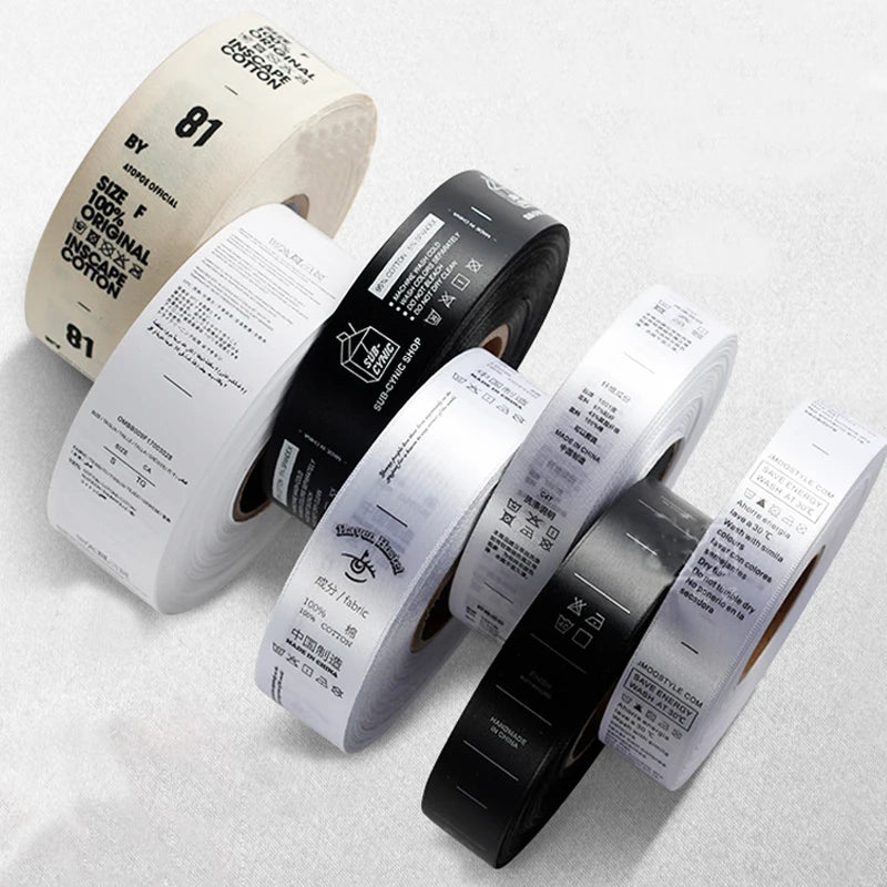 Width2.5cm Free designCustom Printed Satin Labels/Garment Clothing Tags/Woven Labels Screen Printing Water Wash Care Label
