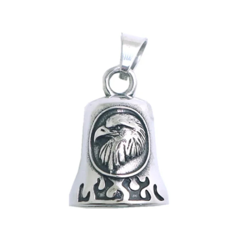 Biker Motorcycle Bell Necklace Charm Men\\\\'s Trend Jewelry Lucky Bell Pendant with Stainless Steel Chain