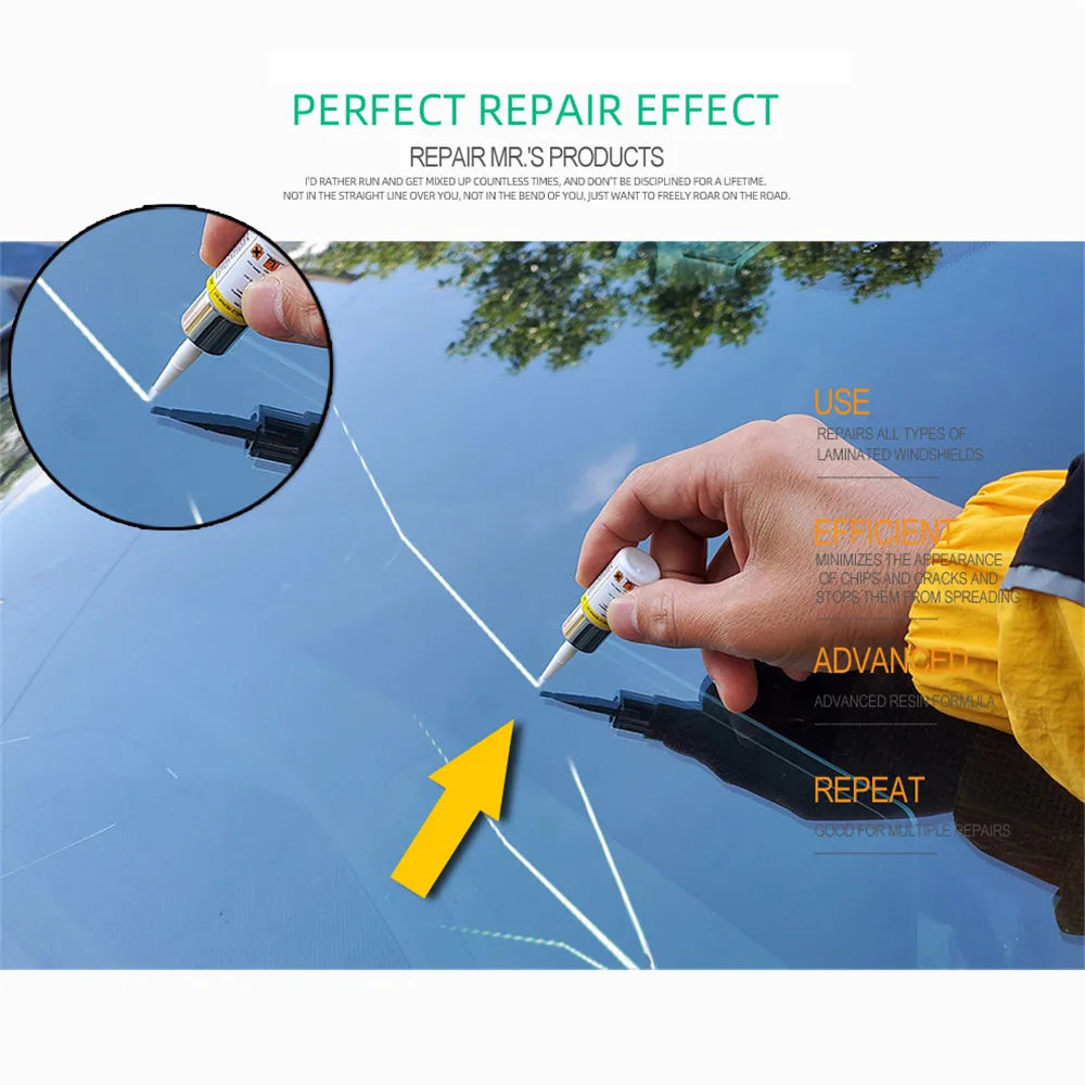 Car Window Repair Fluid Cracked Glass Scratch Repair Kit Windshield Repair Liquid for Car Auto Window Glasss Crack Restore Tool
