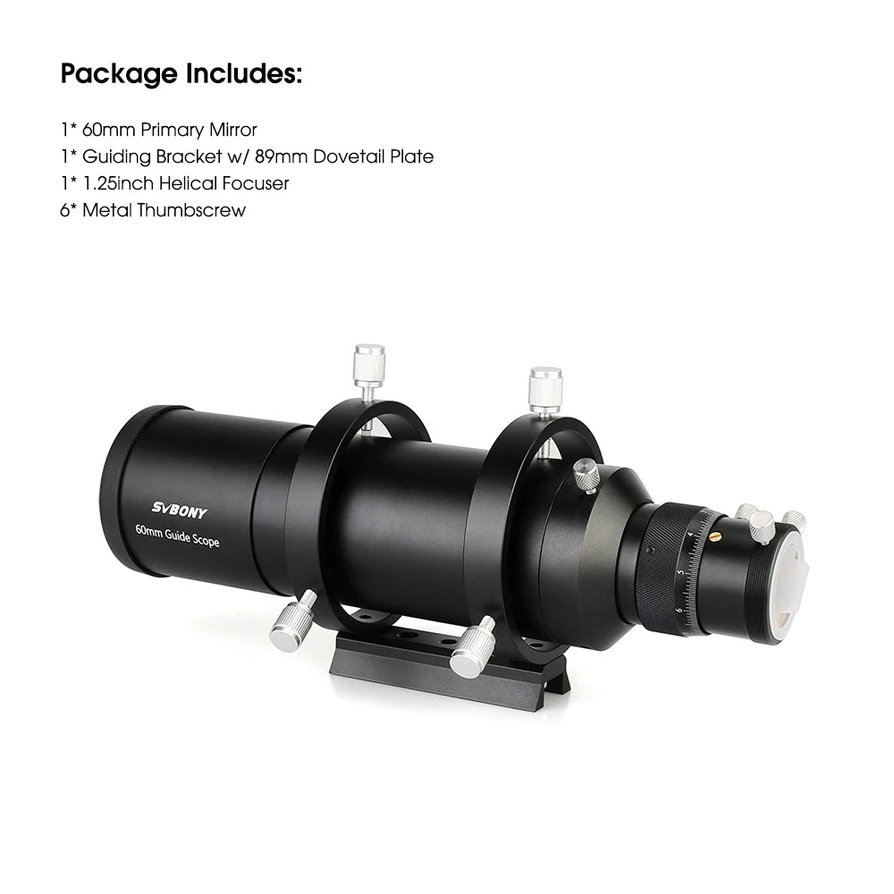 SVBONY Telescope Guide Scope 50mm/190 ,60mm/240mm,Compact Deluxe Guide Scope w/1.25" Double Helical Focuse SV106