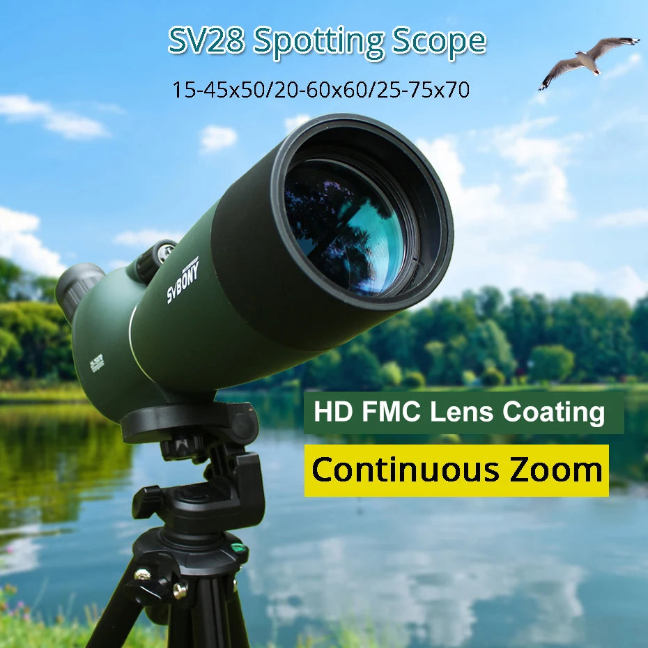 SVBONY 50/60/70/80 Spotting Scope Zoom Telescope Powerful  Waterproof Long Range PORRO Prism for Shooting camping equipment