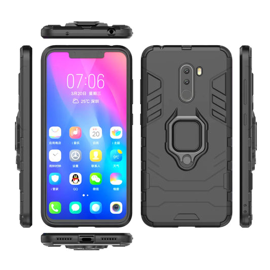 Luxury Armor For Xiaomi Pocophone F1 Case Shockproof PC+TPU Protective Back Cover For Poco F1 Case Magnetic Holder Ring Bracket