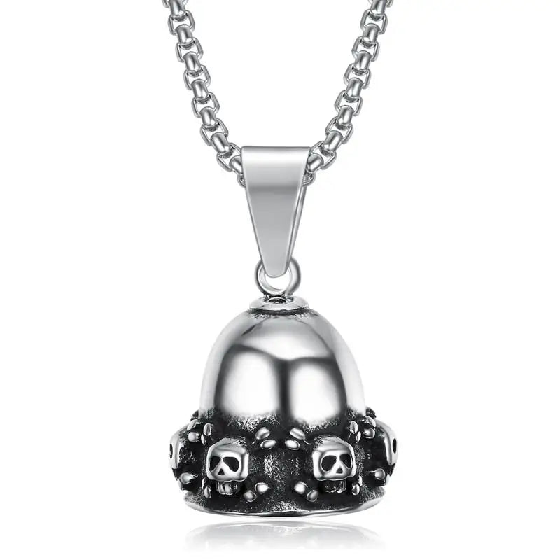 Biker Motorcycle Bell Necklace Charm Men\\\\'s Trend Jewelry Lucky Bell Pendant with Stainless Steel Chain