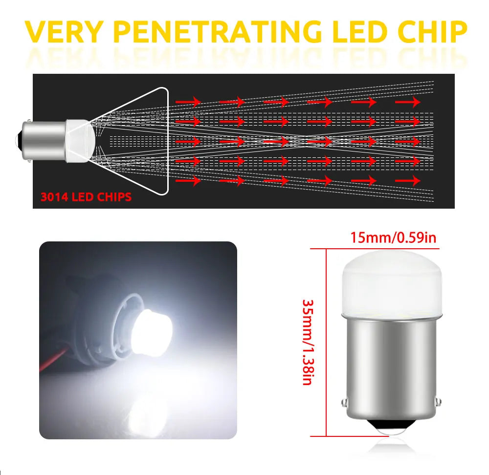 2Pcs BAY15D 1157 Led Brake Light 1156 BA15S P21W Led PY21W BAU15S DRL Turn Signal Lamp 3014 9 SMD Lighting Reverse Lamp 12V