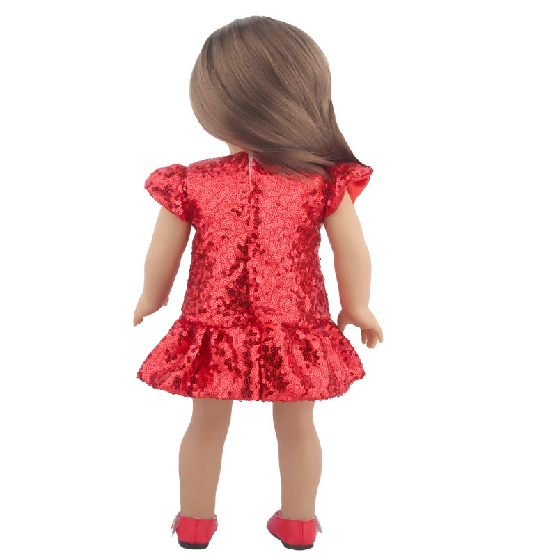 Sequins Dress Doll Clothes For 17 Inch&43cm Baby New Born Doll Brilliant Party Reunion Doll Skirt For American 18 Inch Doll DIY