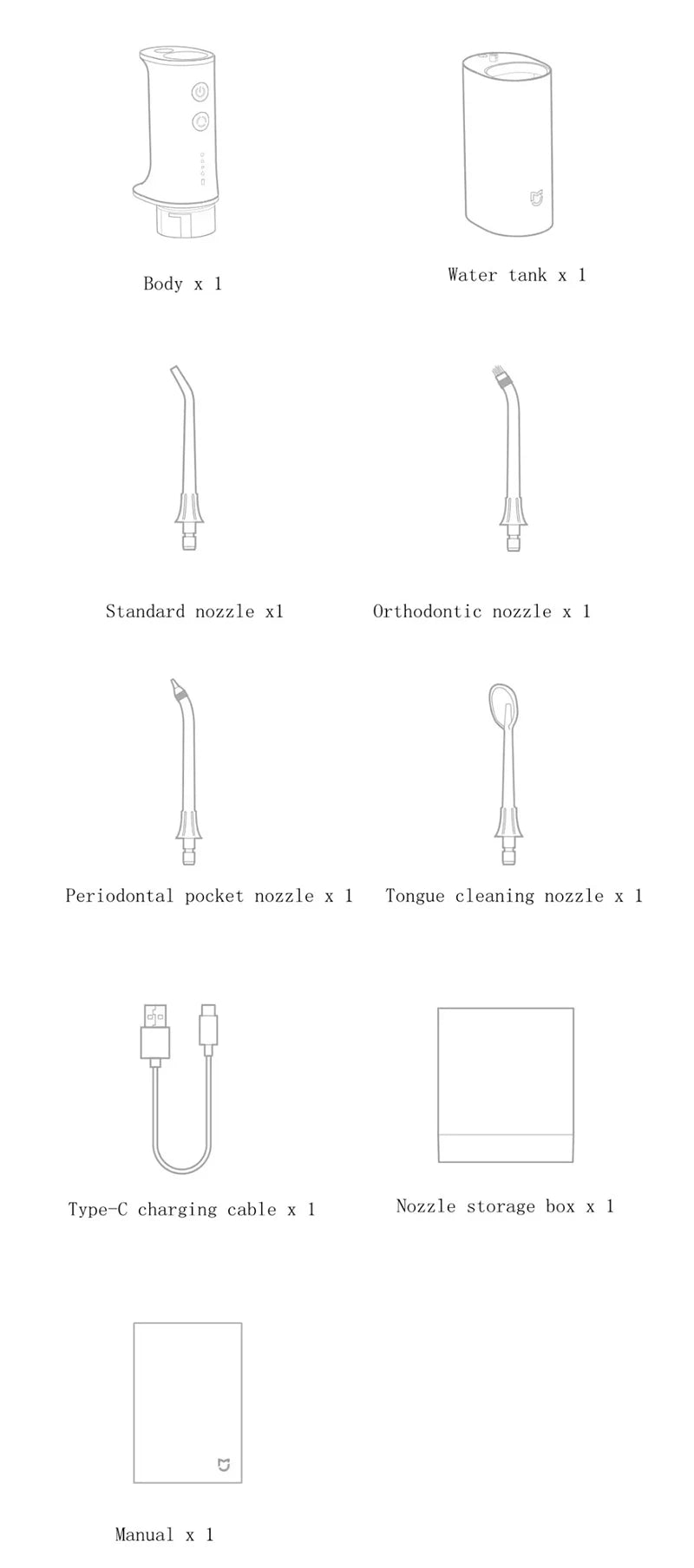 XIAOMI MIJIA Portable Oral Irrigator,4 Mode 200ML Rechargeable Flossers IPX7 Waterproof Cleaning Electric Flossing Picks Machine