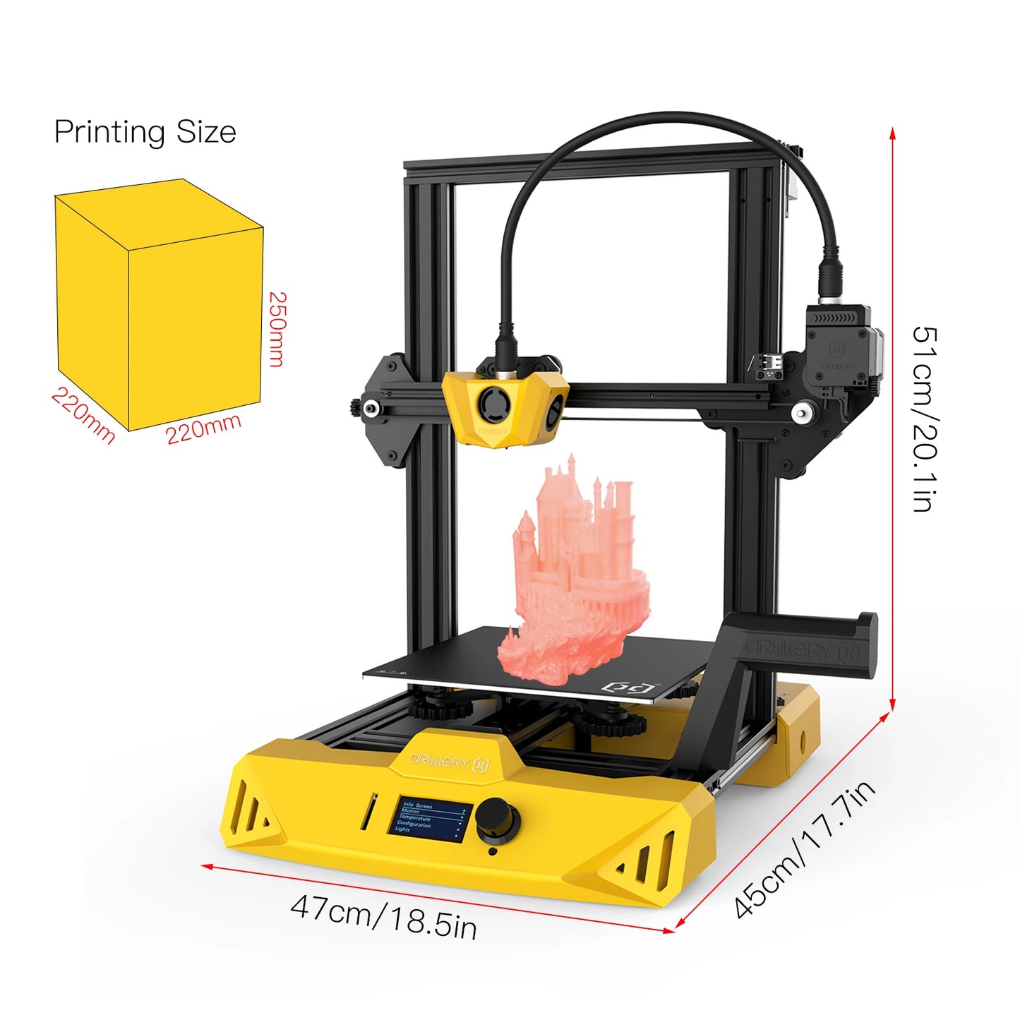 Go Hornet Precision 3D Printer 95% Pre-Assembled Build Volume Silent Printing with Remote Drive Extruder Works