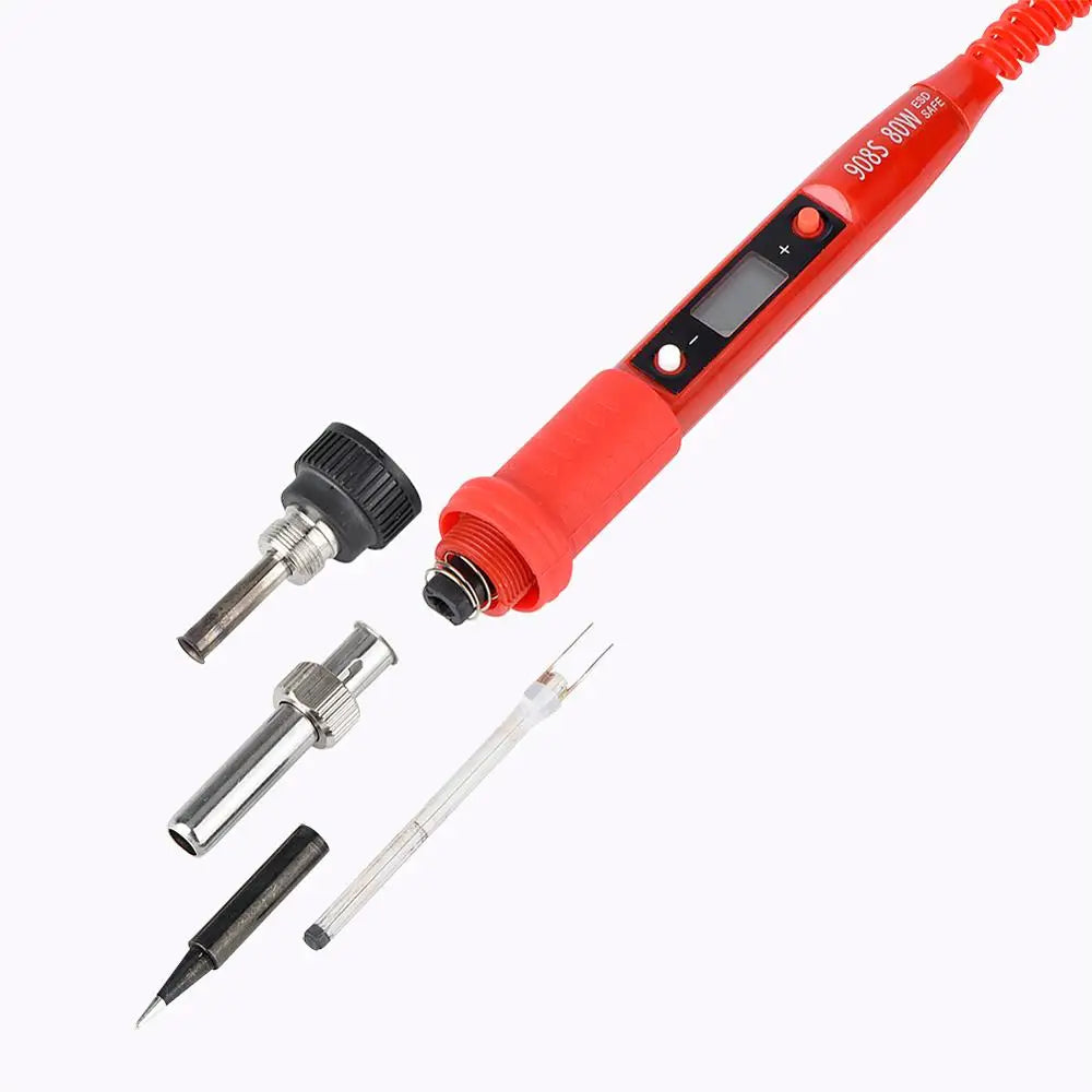 JCD Soldering Iron Kit Adjustable Temperature 220V 80W LCD Digital Display Welding Repair Tools With Solder Tin Iron Tips 908S