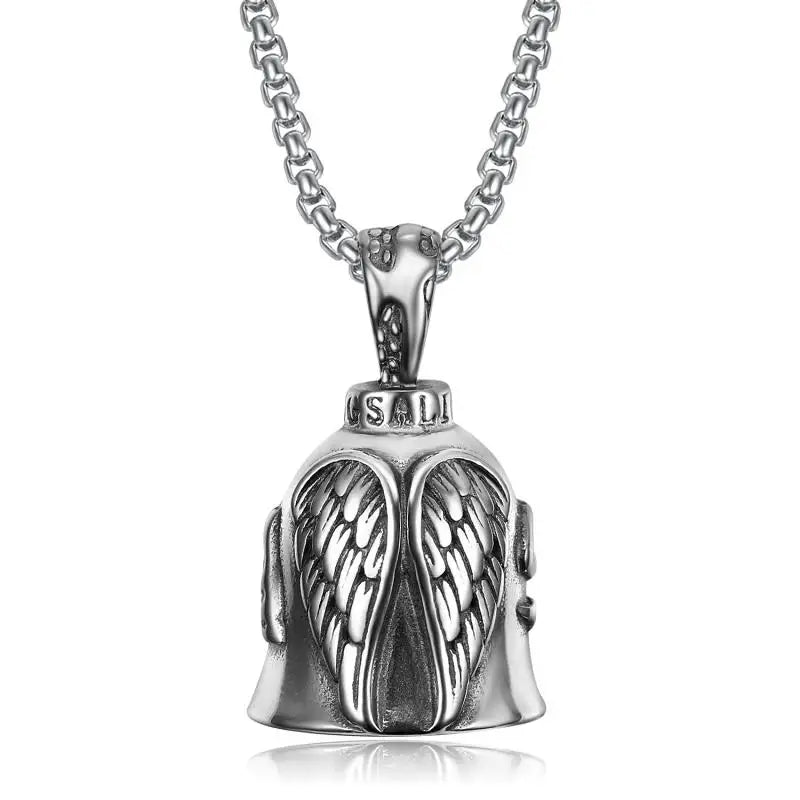 Biker Motorcycle Bell Necklace Charm Men\\\\'s Trend Jewelry Lucky Bell Pendant with Stainless Steel Chain