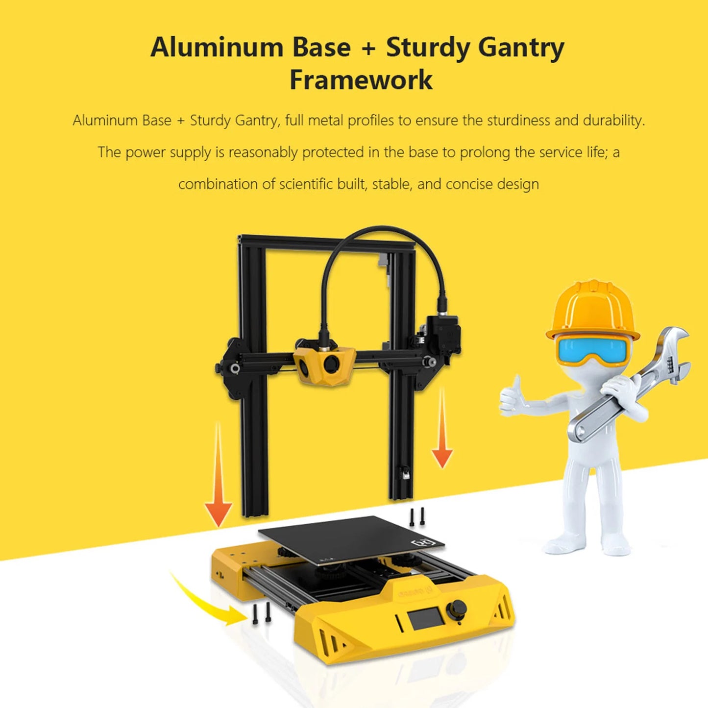 Go Hornet Precision 3D Printer 95% Pre-Assembled Build Volume Silent Printing with Remote Drive Extruder Works