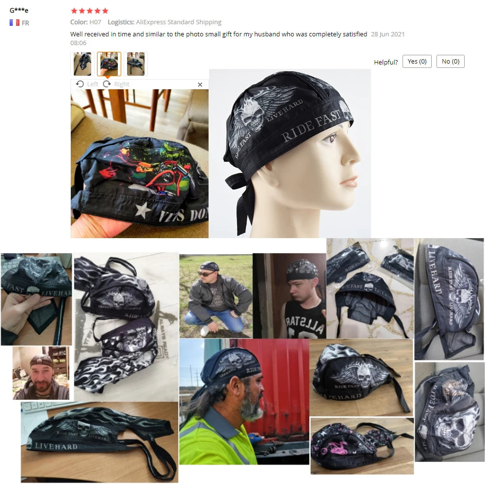 Motorcycle Face Mask Summer Running Cycling Hat Motorcycle Skull Caps Helmet Balaclava Headwrap Bandana Face Shield Headband