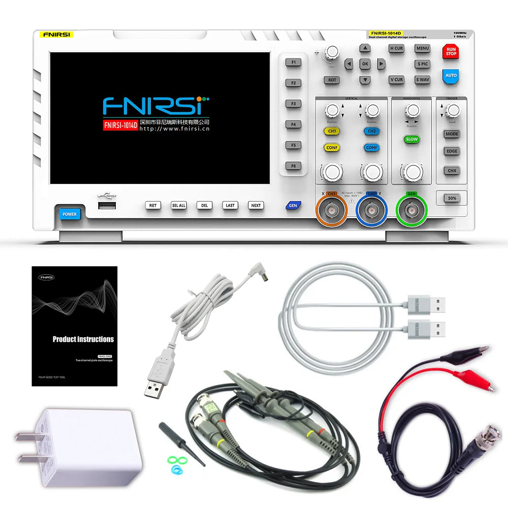 FNIRSI 1014D Digital Oscilloscope 2 In 1 Dual Channel Input Signal Generator 100MHz* 2 Analog Bandwidth 1GSa/s Sampling Rate