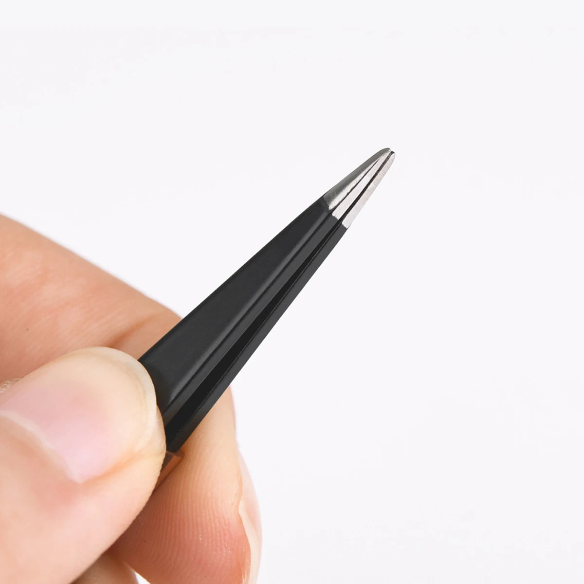 Tweezers Stainless Steel Eyebrow Tweezers Hair Removal Slanted Black Tip Point Face Harmless Beauty False Eyelashes Makeup Tools