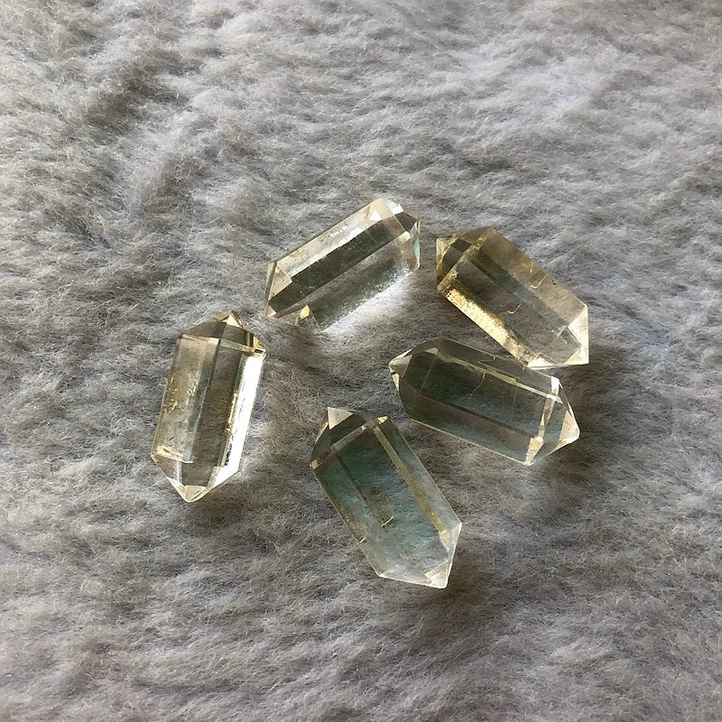 Natural Clear Quartz Double Point Bead Wholesale 2pcs/pack 8x18mm Hexagonal Column Gemstone Jewelry Bead for Ring Face