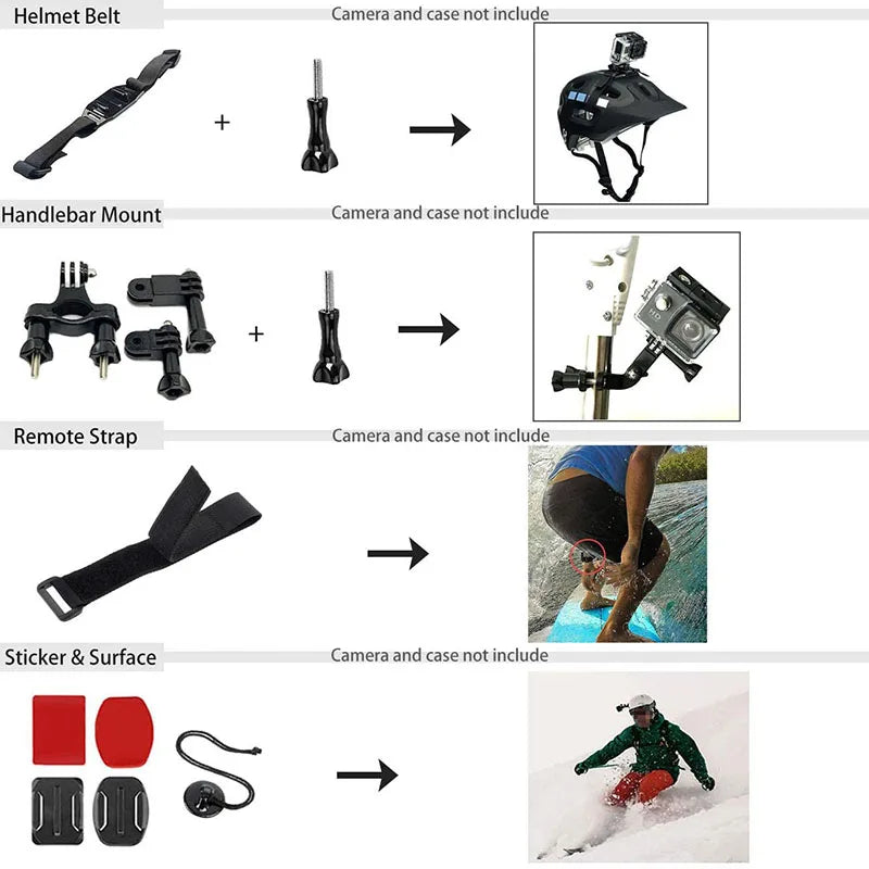 Accessories Kit for Gopro Hero 12 11 10 9 Black Carrying Bag Waterproof Housing Case Tripod Set for Go Pro Hero12 Hero11 10 9