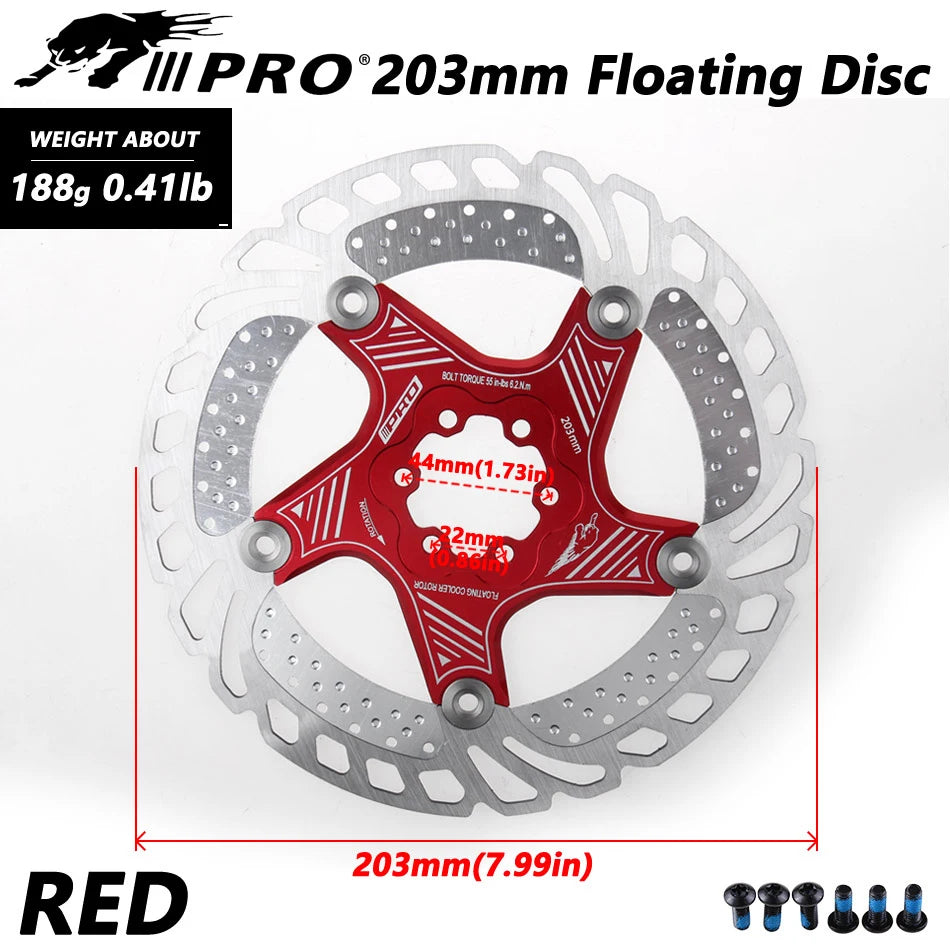 IIIPRO MTB Cooling Disc Brake Heat Dissipation  6 Inch 140/160/180/203mm Rotor Down Hill Floating Bicycle Brake Rotor