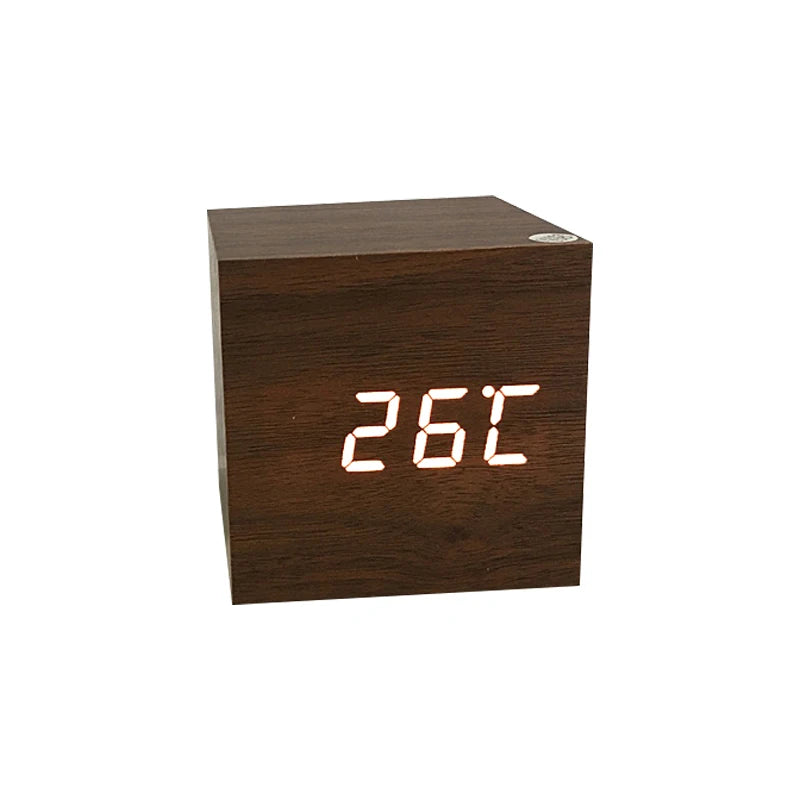 USB/AAA  Clocks LED Wooden Alarm Clock Watch Table Voice Control Digital Wood Despertador Electronic Desktop Table Decor