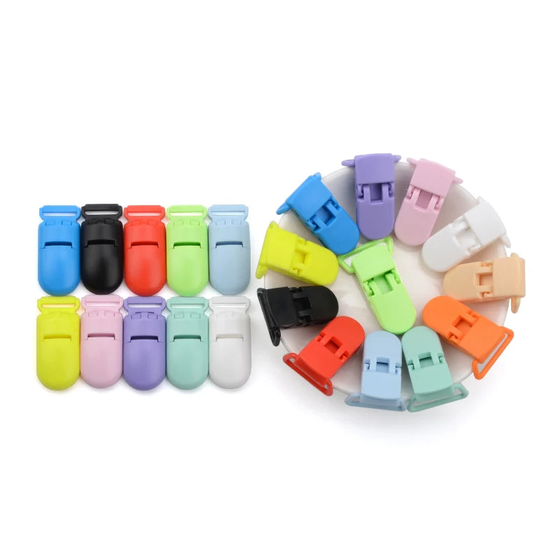 10pcs/lot Baby Nipple Plastic Clasp 20mm Colorful Silicone Beads Chain Making Accessory Feeding Tools For Infant Pacifiers Clip